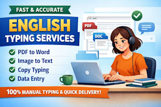 english typing from PDF, image, or handwritten notes