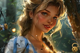 draw magical disney style art for you