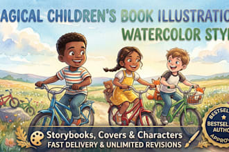 children story book illustration, children story children book illustration