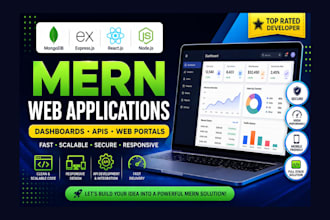 build mern web application, dashboard, api and web portal