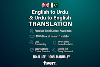 do urdu to english translation manually and urdu proofreading
