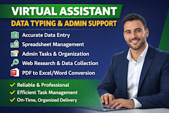 provide accurate data typing, entry, and web research support