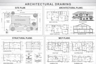create construction drawing sets, blueprints for adu plans, garage, patio cover
