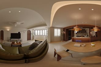 create realistic 360 interior panorama render for your space