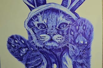 create highly detailed ballpoint pen potraits