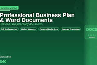 write a professional business plan or word document for your startup