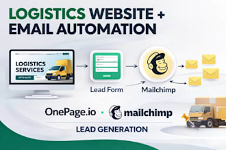 design onepage io logistics website integrate mailchimp email leads automation