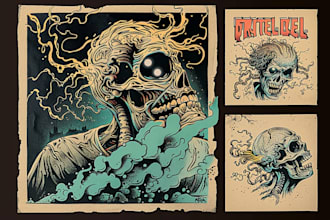 do amazing art retro horror, stoner, psychedelic
