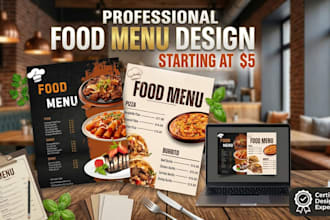 design a modern and attractive food menu for your restaurant