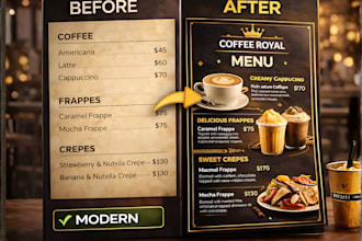 design a modern restaurant menu