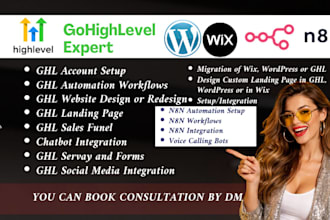 be ghl go high level expert, email automation workflow, n8n expert, ghl website