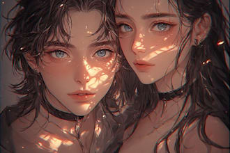 digital couple anime illustration an manga art