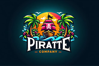 do super beautiful modern tropical pirate themed logo just for you