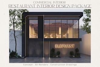 design commercial restaurant cafe interior layout 3d drawings