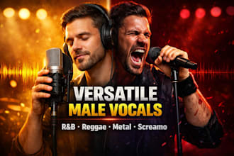 be rnb vocals, reggae vocals, male metal vocal, male screamo, male seat