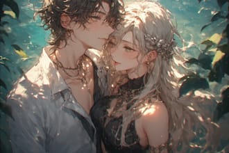 draw couple anime art style