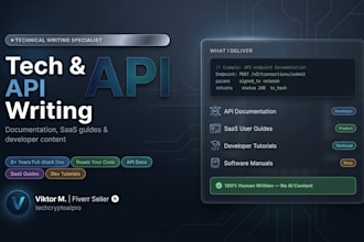 write technical documentation, API guides, and saas content
