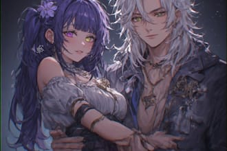 draw a couple with animestyle