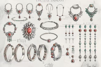 create fashion jewelry design sketch and illustration