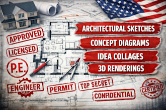 do architectural drawings, diagrams, concepts and rendering
