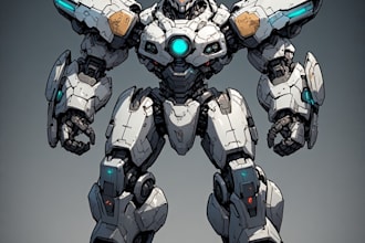 draw amazing character mecha robot illustration