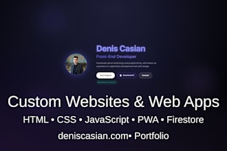 create a responsive HTML CSS javascript website with pwa and firestore