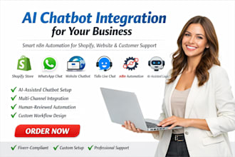 integrate n8n ai chatbot shopify website store whatsapp customer tidio live chat