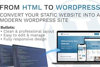 onvert HTML website to wordpress using a clean layout