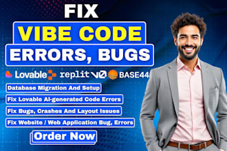 fix vibe code errors, bugs and cleanup your loveable, base44, replit