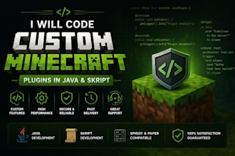 code custom minecraft plugins in java and skript for your server
