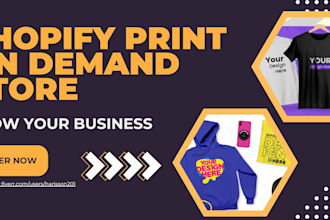 setup etsy shopify pod store with digital products and social media marketing