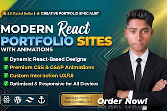 build a modern react portfolio website with animations and fast performance