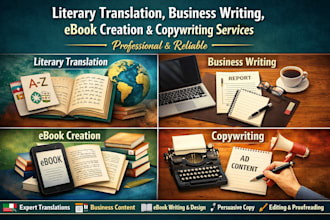 write literary translation proofreading ebook creation calligraphy copywriting