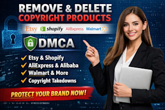 remove delete copyright products etsy shopify aliexpress alibaba walmart by dmca