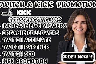 promote your twitch and kick channel to get real live viewers, partner status