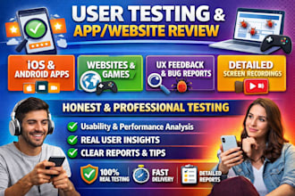 page user testing app website review test andriod IOS app ratings game testing