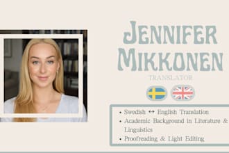 craft fluent swedish or english translations for creative works