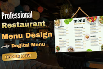 design digital menu, restaurant menu, food menu, TV screen menu board