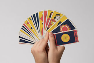 design custom card game, playing cards, tarot cards and board game