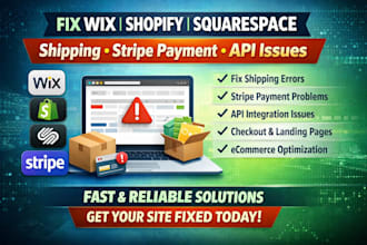 fix wix shopify squarespace shipping stripe payment gateway api  landing page