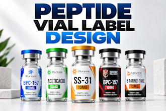 peptide label design peptide vial label design 3d mockup product label design