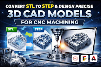convert stl to step and design precise 3d cad models for cnc machining
