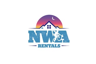 design modern mountain bikers with rentals logo