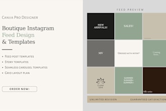 design your boutique instagram feed and canva templates for fashion brands