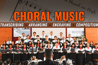 professionally transcribe, compose, and engrave choral sheet music