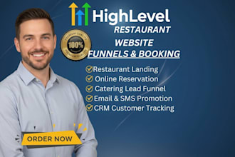 design ghl restaurant, cafe and bakery website with funnel