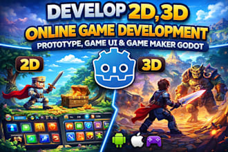 develop online game development, prototype, game ui and game maker godot