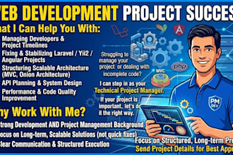 manage and deliver your laravel,ci and yii2 or angular web development project