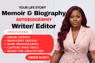 memoir rewriter, biography life story manuscript, autobiography ghostbook writer