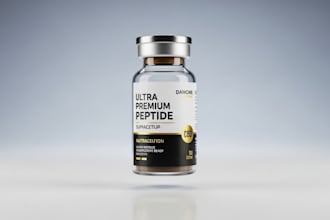 product label peptide label vial label 3d mockup peptide website cbd label